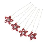 HAPINARY 4pcs Rhinestone Hair Fork Bride Bridal Hair Red Hair Accessories Tiny Hair Clips Beads Decorative Hair Clips Tie Veil Ribbon Bow Hair Clips Chinese Hair Sticks Pink Rhinestones