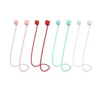 HAPINARY 4pcs Silicone Earphone Neck Lanyard with Strong Magnetic Strap Skin-friendly Anti-lost Rope Comfortable Sports Running Accessory in Red Pink Green White