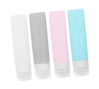 HAPINARY 4pcs Silicone Travel Bottles Leak Dispenser for Toiletries Shampoo Lotion Refillable Containers for Travel Essentials Mixed