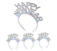HAPINARY 4pcs Sparkling Happy Year Headband Glitter Party Headwear Women Festive Year Eve Decorative Headband for Party