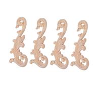 HAPINARY 4pcs Unpainted Wood Onlay Appliques with Floral Carvings Decorative Wood Inlay Strips for Furniture Walls Cabinets Lightweight DIY Wooden Trim for Home and Custom Finishing