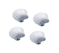 HAPINARY 4Pcs White Ceramic Shell Knobs Cabinet Pull Handles Cupboard Drawer Door Knobs Mediterranean Style Furniture Hardware for Home Improvement