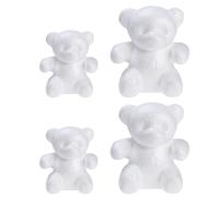 HAPINARY 4pcs White Foam Bear Models for DIY Decor and Wedding Aisle Decorations, Lightweight and Decoratable Animal Flower Adornments for Crafting and Party Backgrounds