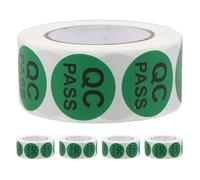 HAPINARY 5 Roll Product Pass Stickers - QC Inspection Labels - Round Shape Adhesive Pass Stickers for Production Inspection Inventory Approval