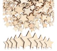 HAPINARY 500pcs Unfinished Wooden Star Ornaments in Khaki for DIY Crafting and Table Decor, Assorted Sizes from 1cm to 3cm, for Hanging and Scatter Decorations at Christmas Or Home