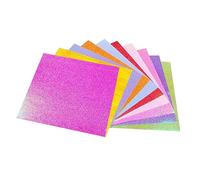 HAPINARY 50pcs Glitter Folding Paper Iridescent Handmade Origami Craft Material for DIY Rose Flowers and Paper Cranes Decoration Safe Non Fading