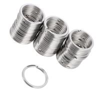 HAPINARY 50pcs Stainless Steel Key Rings Flat Round Split Keychain Rings for Crafts and Graduation Season Small Portable for DIY Hanging Trinkets