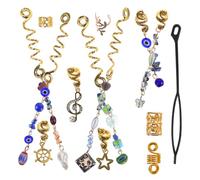 HAPINARY 50pcs Unique Ethnic Design Cat's Eye Clip Metal Spiral Braid Rings Fashion Hair Decorations for Women