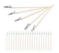 HAPINARY 50pcs Wooden Alligator Clip Sticks Metal Photo Memo Holders Table Number Card Clips for Crafting Model Painting and Office Desk Organization