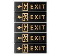 HAPINARY 5pcs Acrylic Exit Sign: Self Adhesive Emergency Exit Plate With Left Arrow - Wall & Door Mounted For Business Shopping Centers Office Buildings