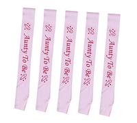 HAPINARY 5pcs Baby Shower Party Sashes, Cloth Etiquette Bands for Aunty, Pink, Baby Shower Party Decoration, Newborn Gift Set Accessory
