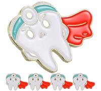 HAPINARY 5pcs Cartoon Tooth Shape Brooch Pins for Women, Zinc Alloy Material, Easy to Put or Take, Cute and Creative Bag Badges, Decorative Brooch Clips for Sweaters and Scarves
