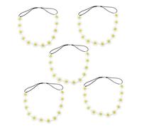 HAPINARY 5pcs Daisy Flower Hairband Comfortable Headwear for Women Lightweight and Breathable Floral Hair Accessories with Yellow Centers for Festivals and Daily Wear