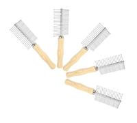 HAPINARY 5pcs Dual-sided Pet Hair Comb with Handle Stainless Steel Dog Cat Grooming Brush for Dematting Shedding Detangling Portable and Gentle Sensitive Skin Home and Travel Use