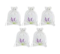 HAPINARY 5pcs Empty Perfume Bags with Lavender Pattern Drawstring Closure Canvas Storage Bags Lightweight and Compact Design for Jewelry and Lavender Flowers