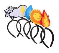 HAPINARY 5pcs Funny Headband Novelty Flame Water Drop Headband Soft Felt Sun Cloud Snowflake Hairband Birthday Holiday Party Decorations