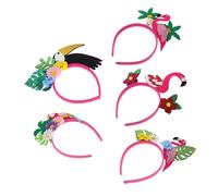 HAPINARY 5pcs Hawaiian Party Hair Hoops Lightweight Tropical Coconut Tree Flamingo Palm Leaf Headbands for Beach Luau Accessories