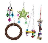 HAPINARY 5pcs Parrot Swing Chewing Toy Set Hanging Bells Beak Toys for Conures Finches and Budgies Play and Mental Growth Pet Birds
