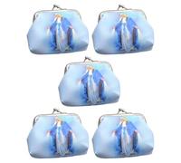 HAPINARY 5pcs Rosary Pouch Coin Purse, Pu and Metal Virgin Mary Pattern, Rosary Bead Holder, Small Coin Purse for Women, Prayer Meetings and Travel