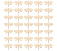 HAPINARY 60 Pcs Unfinished Wooden Dragonfly Cutouts Wood Chips Pendant for Crafts, Plastic Material with Beige Colour, for Card Making and Hand-on Creativity