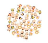 HAPINARY 60Pcs Alloy Daisy Flower Charms DIY Pendants for Jewelry Making Mixed Color Pendant for Bracelet Necklace Craft Skin-friendly Accessories for Creative Gift Projects