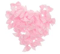 HAPINARY 60pcs Handmade Satin Ribbon Bows for Girls Pink Hair Accessories Floral Design 2.2cm for Party and Wedding Decoration