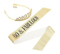 HAPINARY 60th Birthday Party Supplies Female Birthday Crown Sash Decorative Headpiece Set Women's Party Dec
