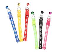HAPINARY 6Pcs Adjustable Dog Collar with Bell for Pets and Kittens Breathable Printed Neck Straps with Fishbone Pattern Comfortable Puppy and Cat Collars for Daily Wear and Holidays