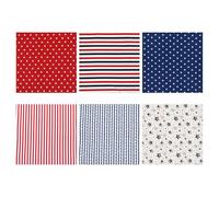 HAPINARY 6pcs Cotton Craft Fabric Sheets with Star Flag Pattern for DIY Quilting and Patchwork, Assorted Colour Cotton Fabric Bundle Suitable for Cushions and United States Independence Day