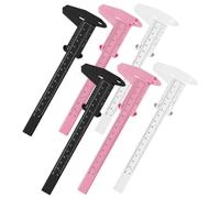 HAPINARY 6pcs Eyebrow Ruler and Small Calipers Set, Portable Plastic Double Scale Measuring Tools for Facial Brow Mapping, Professional Tattoo and Makeup Use, Includes White Black and Pink