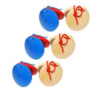 HAPINARY 6pcs Finger Castanets Percussion Music Safe Natural Wood Educational Instruments for Boys and Early Learning Rhythm Play