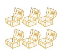 HAPINARY 6Pcs Gold-Plated Small Treasure Chest Candy Packaging Boxes 7.4X5.2X5Cm Wedding Candy Container Party Sweets Favor Boxes Supplies