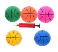 HAPINARY 6pcs Inflatable 5-inch Thick Pvc Basketball Set with Pump, Mini Plastic Training Balls for Indoor Hoop Play and Party Decorations