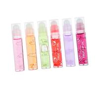 HAPINARY 6Pcs Moisturizing Fruit Lip Gloss Hydrating Lip Protectors in Peach Orange Avocado Strawberry Grape Cherry Flavors Gentle Formula for All Skin Types