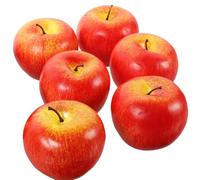 HAPINARY 6pcs Plastic Apple Fake Fruits Model Set with High Simulation and Realistic Features, Lightweight Foam Material for Christmas Decorating and Home Decor