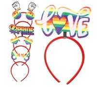 HAPINARY 6pcs Rainbow Heart Pride Headbands for Adults Lgbtq Party Decoration Accessories with Love and Pride Designs Bright Colorful Headbands for Men and Women Celebration