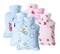 HAPINARY 6pcs Small Cartoon Hot Water Bags PVC Hand Warmers Mini Heating Bottles for Cramps and Cold Relief, Portable Warm Water Bottles Cute Lip, Banana, Strawberry, Cup, Cloud, Cat