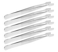 HAPINARY 6pcs Stainless Steel Duckbill Flat Tip Tweezers Set with Bent Tips, Precision Small Metal Tweezers for Crafting, Jewelry, Stamps and Hobby Use
