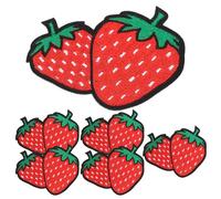HAPINARY 6pcs Strawberry Sew on Patches Embroidered Applique for Clothing and Coats, Polyester Material with Easy Sewing Application, for DIY Design and Festive Occasions Decoration