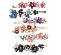 HAPINARY 6pcs Vintage Metal Hairpins Flower Barrette for Women Copper Clips with Shiny Decorative Design Secure Hold for All Hair Types Suitable for Weddings and Parties