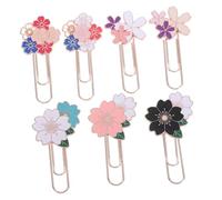 HAPINARY 7pcs Cherry Blossom Metal Paper Clips Secure Page Holders for Students Journals Office Use Decorative Bookmarks for Textbooks Notebooks and Reading Accessories