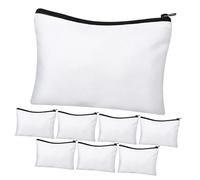 HAPINARY 8 Sets DIY Canvas Zipper Pouches Bulk Makeup Bags with Heat Transfer for Travel Cosmetics and Stationery Organizer Portable Toiletry Storage Bags