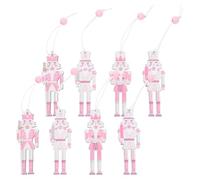 HAPINARY 8pcs Wooden Nutcracker Ornaments Hanging Decorations for Christmas Tree, Sturdy Material with Practical Design, Classic Pink Nutcracker Style, for Decorating Home and Xmas Holiday