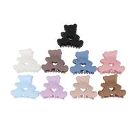 HAPINARY 9pcs Mini Bear Hair Claw Clips Plastic Matte Hair Clamps for Women and Girls Non-slip Small Jaw Clips for Everyday Styling