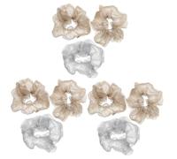 HAPINARY 9pcs Vintage Sheer Hair Scrunchies French Style Tulle Hair Accessories for Women Girls for Parties Weddings and Daily Wear Grey Color Options