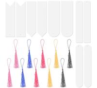 HAPINARY Acrylic Bookmark Kit with Tassels, Unfinished Rectangle Bookmarks in Assorted Colours for DIY Handmade Presents and Versatile Decorations, Suitable for Drawing and Hanging on Trees