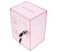 HAPINARY Acrylic Money Box with Lock for Donation and Envelopes, Pink Cash Safe with No Burr Design, Secure Tip Box Suitable for Office and Public Use