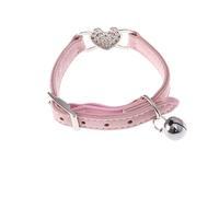 HAPINARY Adjustable PET Collar Peach Heart Design Soft Pile Coating for Dogs Cats Light Pink Rhinestone Accents for Small Pets