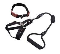 HAPINARY Adjustable PET Harness and Leash Set 3pcs Lightweight Breathable Dog Harness Collar 12mm*120cm Leash with Handle for Walking Running Training (Black)