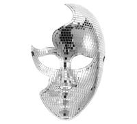 HAPINARY Adult Rave Mask Disco Ball Glitter Mask Full Face Silver Plastic, Reusable Lightweight for Carnival Masquerade and Theme Party Men Adults